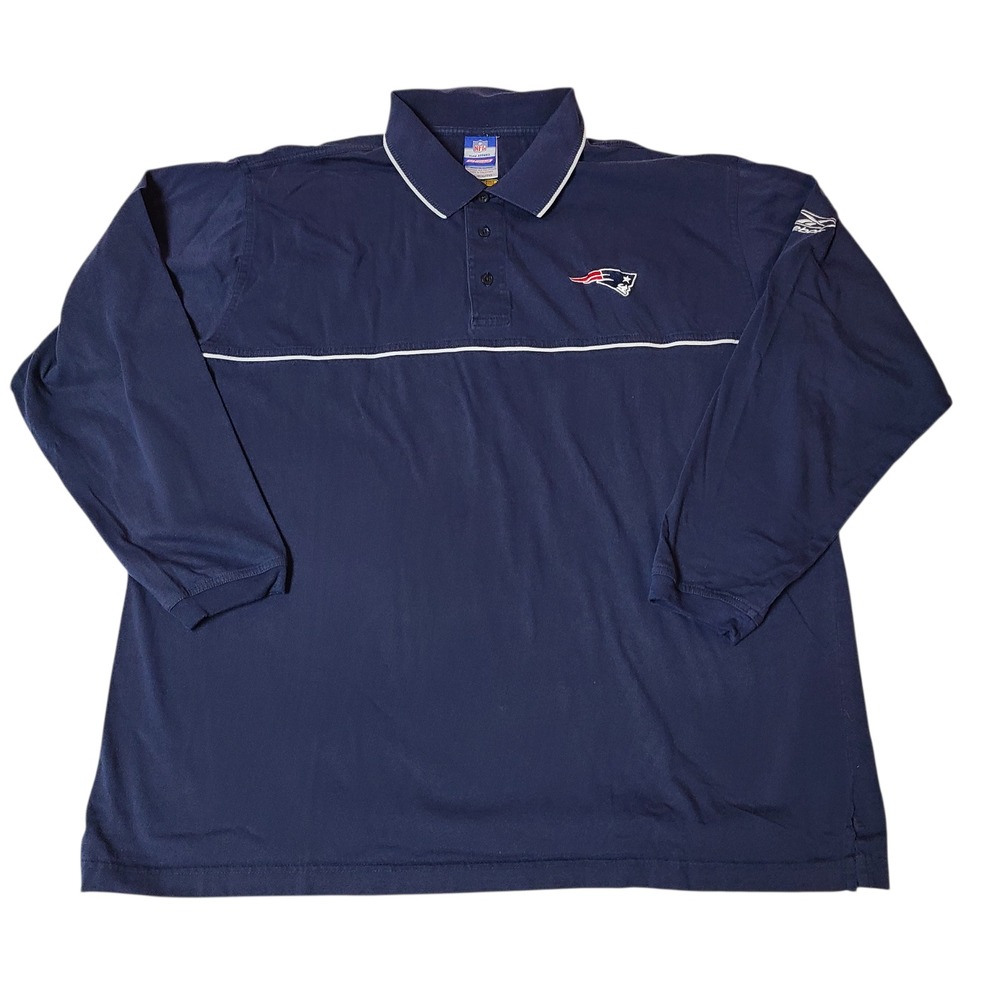 New England Patriots Polo Mens XL NFL Team Apparel Reebok Long Sleeve PlayDry